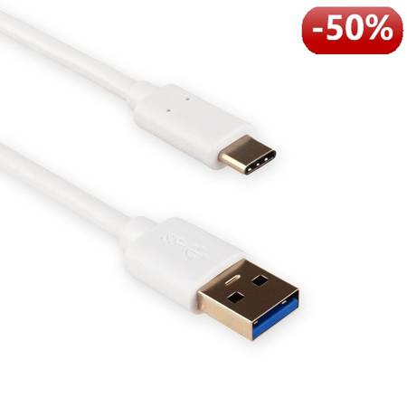 4World | Kabel do przesyłu danych | Typ : C | Złącze A : USB 3.0 M | Złącze B : USB C| Długość  : 100 cm | Biały